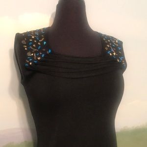 Angel Sleeveless black top with tiny stone detail